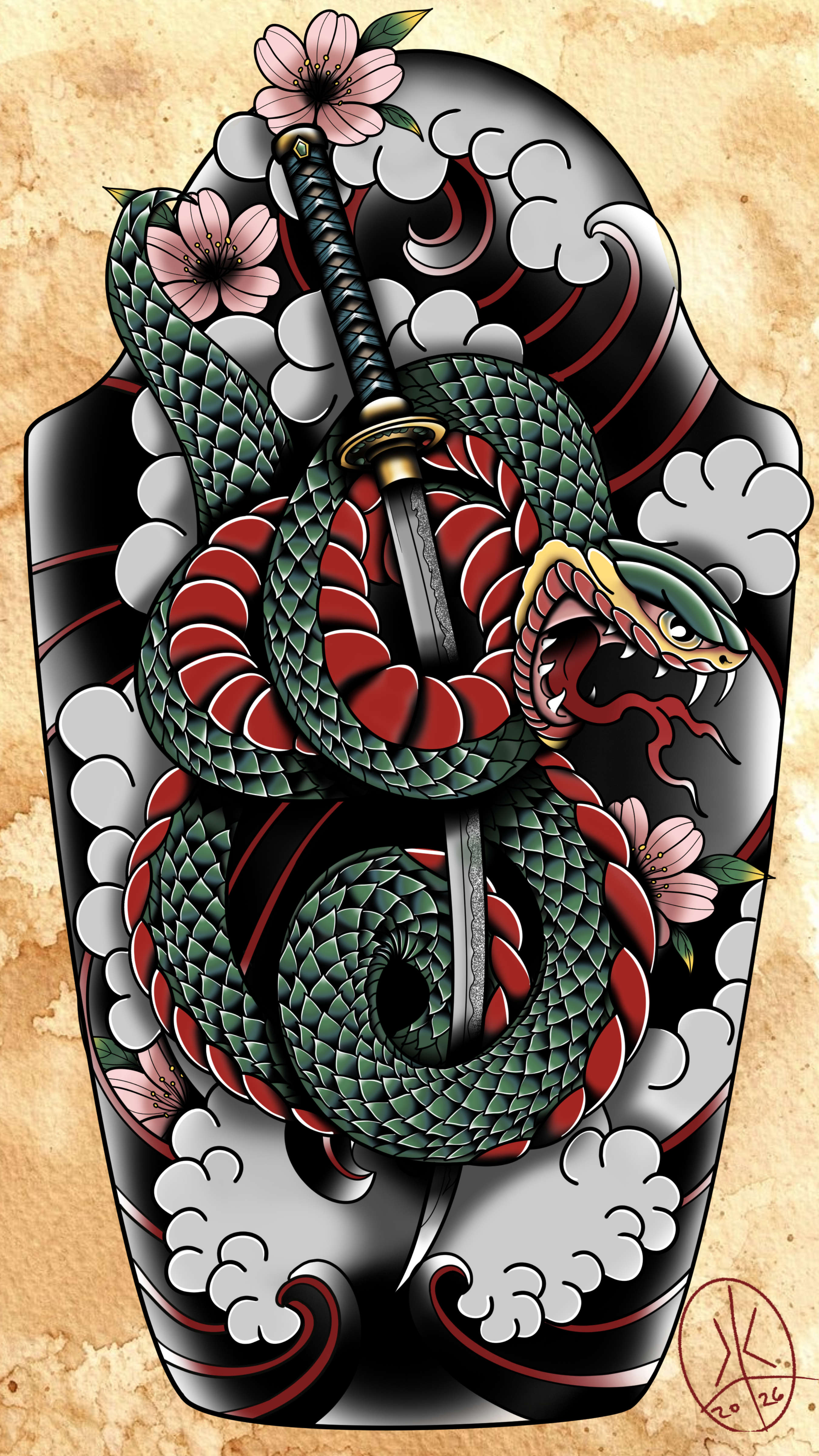Snake & Katana – Limited Edition Fine Art Print (Edition of 10)