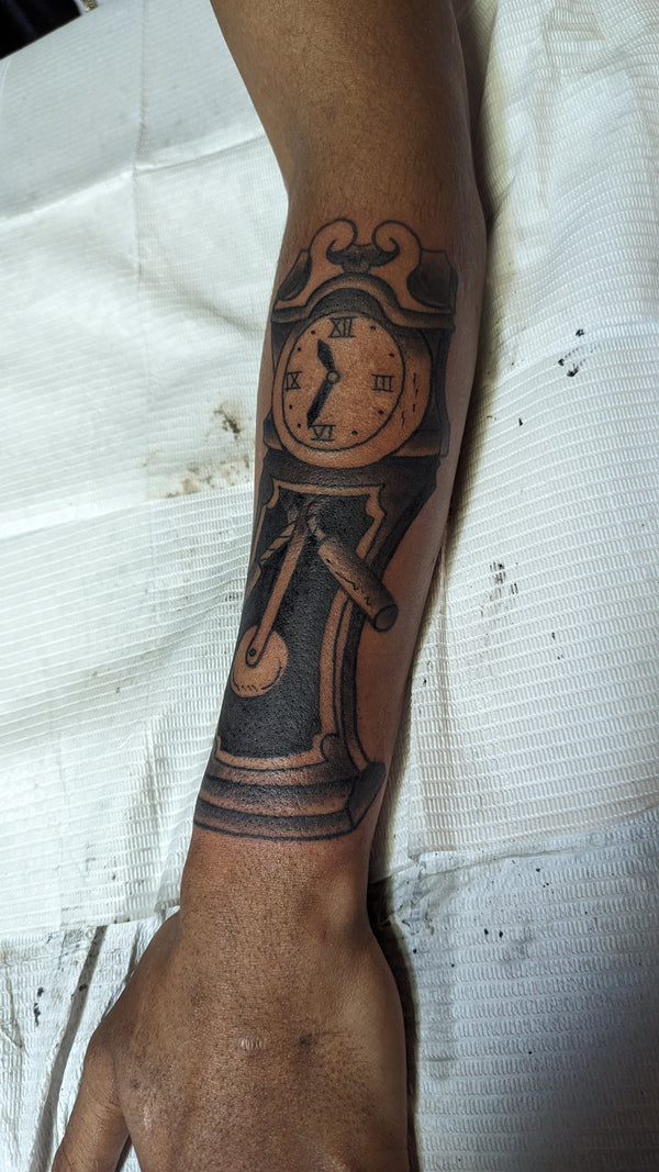 Black and Grey Grandfather Clock